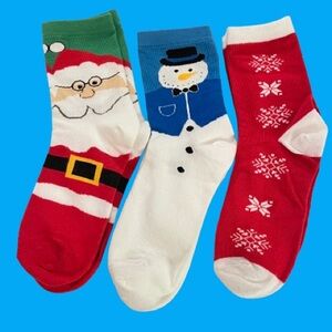 🆕- Set of 3 Christmas Socks. Santa, Snowflake and Snowman. Size:9-11